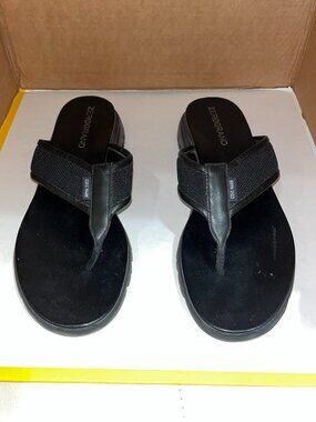 COLE HAAN ZeroGrand Black Thong Sandals, 8.5B
